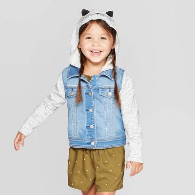 girls jean jacket with hood