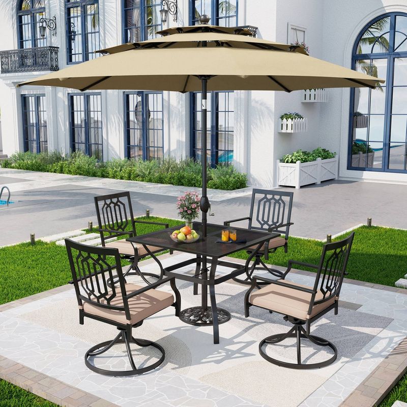 5pc Patio Set with Swivel Chairs &#38; Square Metal Table - Captiva Designs, 1 of 8