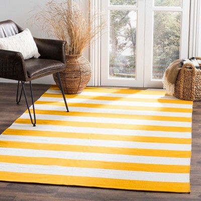Coastal Breeze Yellow/Ivory Cotton 4' x 6' Hand-Woven Rug