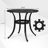 VINGLI 23.6" Cast Aluminum Round Patio Table with Umbrella Hole - All Weather Outdoor Bistro & End Table (Black) - 3 of 4