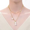 Guili Sterling Silver 14K Gold Plated Layered Necklace with Freshwater Pearls, stylish for layering or as a bold statement piece. - 3 of 3
