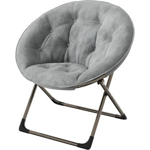 Comfy Oversized Saucer Chair, Soft Plush Fabric Reading Lounger for Adults, Stable X-Large Metal Frame Foldable Accent Lazy Chair - 1 of 1