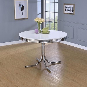 Sapphtopaz White and Chrome Dining Table Kitchen Table Modern Table with Sturdy Base for Kitchen, Small Spaces - 1 of 4