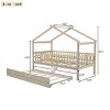 Twin Size Wooden House Bed with Twin Size Trundle, Children House Bed with Spacious Storage and Headboard, Bed with Wood Frame-Baofuwish - 4 of 4