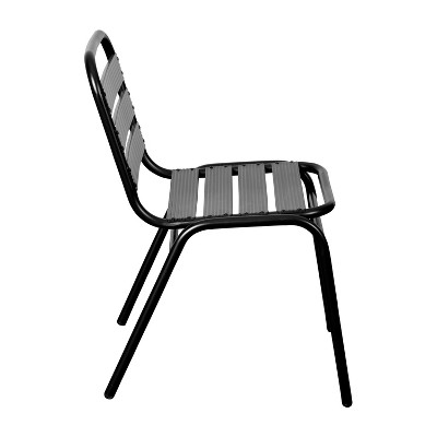 Black Metal Indoor-Outdoor Armless Stackable Dining Chair