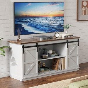 Farmhouse TV Stand for Televisions up to 65 Inches, Sliding Barn Doors and Storage Cabinets, Console Table and Media Furniture for Living Room, Grey - 1 of 1