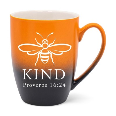 Elanze Designs Kind Two Toned Ombre Matte Orange and Black 12 ounce Ceramic Stoneware Coffee Cup Mug
