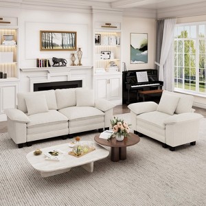 Captiva Designs Cloud Modular 3PC Loveseat Sofa Set, Comfy Deep Seat Sectional Couch for Living Room, Corduroy & Chenille Fabric Upholstery - 1 of 4