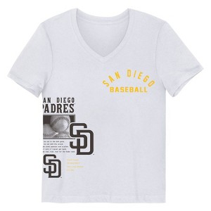 MLB San Diego Padres Girls' White V-Neck T-Shirt - 1 of 1