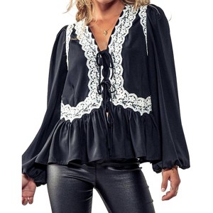 Women's Material Girl Sheer Babydoll Blouse - trend:notes - 1 of 3