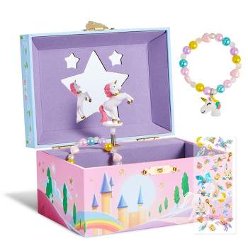 Joyin Unicorn Musical Jewelry Box Spinning Unicorn Bracelet & Stickers, Christmas Gifts for Toddler Girl, Birthday Present