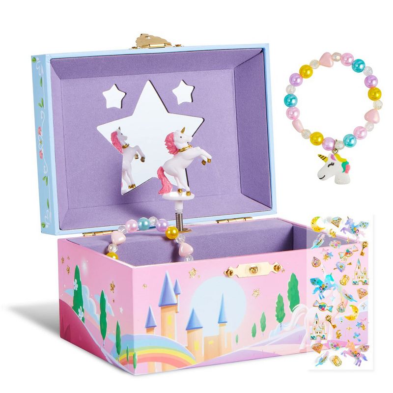 Joyin Unicorn Musical Jewelry Box Spinning Unicorn Bracelet & Stickers, Christmas Gifts for Toddler Girl, Birthday Present, 1 of 7