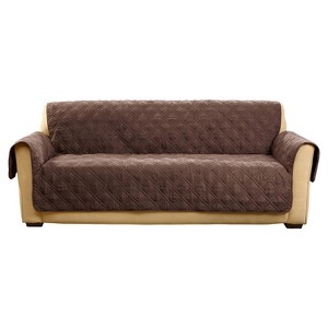 Microfiber Non Slip Sofa Furniture Cover Chocolate - Sure Fit: Waterproof, Pet-Friendly, Machine Washable - 1 of 1