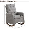 Comfy Upholstered Nursery Rocking Chair with High Backrest, Side Pocket & Rubber Wood Legs - Accent Nursing Armchair for Living Room & Bedroom - 2 of 4