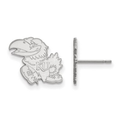 Black Bow Jewelry 14k White Gold Kansas Jayhawks NCAA Post Earrings