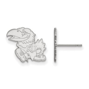 Black Bow Jewelry 14k White Gold Kansas Jayhawks NCAA Post Earrings - 1 of 3