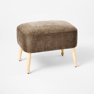 Corallina Upholstered Wooden Ottoman Natural Wood/Dark Brown - Threshold™ designed with Studio McGee