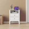 Heynemo Fluted 2 Drawer Dresser, Nightstand with Charging Station, Modern Chest of Drawers, Modern Wood Dresser with Spacious Storage, Tall End Table - 2 of 4