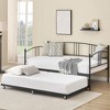 Twin Daybed with Trundle, Metal Twin Size Daybed with Pullout Trundle 6 Casters, Steel Slat Support Sofa Bed - 3 of 4
