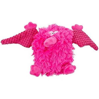 goDog PlayClean Pterodactyl Squeaky Plush Dog Toy with Odor-Eliminating Essential Oils, Chew Guard Technology - Pink, Small