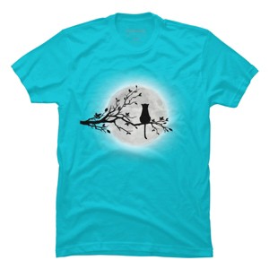 Men's Design By Humans The Cat and The Moon By Maryedenoa T-Shirt - 1 of 3