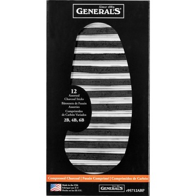 Generals Pencil Compressed Charcoal Assortment, Black, set of 12