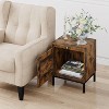 Homhougo Rattan End Table - Set of 1, Wood Nightstand with Storage Shelf Brown - 4 of 4