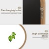 MAYEERTY Hanging Mirror Solid Wood Carved Rattan Right Angle Micro-Arch Brown 36x24x2in - 4 of 4
