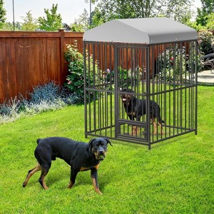 Nasitip Dog Kennel Outside with Roof, Heavy Duty Enclosure Dog House Outdoor Breed Lockable Door Chain Link for Small to Large Pets - 1 of 4