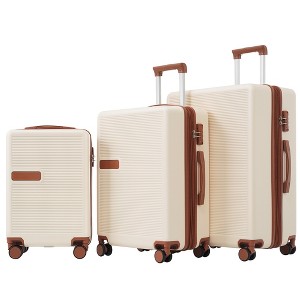 1/3 PCS Contrast Color Expandable ABS Hard Shell Luggage Set with Spinner Wheels and TSA Lock 4M - ModernLuxe - 1 of 4