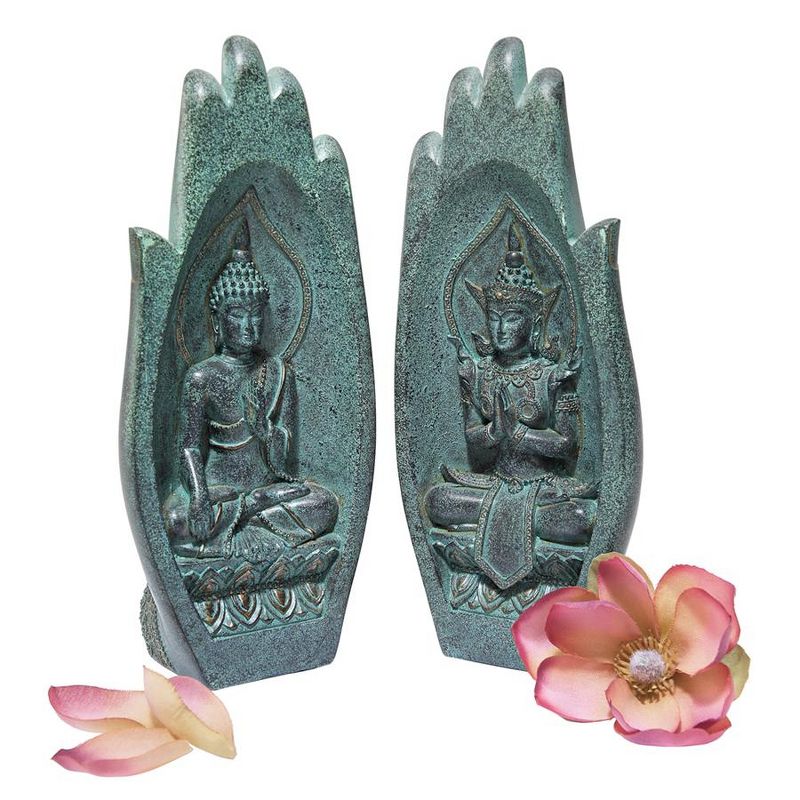 Design Toscano Namaskara Mudra Buddha Hands Statue - Green, 1 of 3