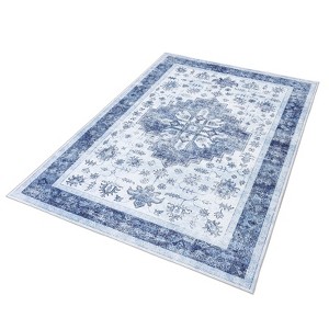 coucheta Vintage Style Washable Area Rug, Low-Pile Non-Slip Carpet with Retro Pattern for Living Room, Bedroom & Office, Timeless Charm - 1 of 4