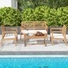 Tangkula 4 PCS Wood Patio Conversation Set Patio Furniture Set w/Seat Cushions Sturdy Acacia Wood Frame - 3 of 4