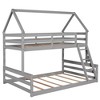 Twin Over Full House Bed Metal Platform Bed Frame Height Adjustable Bed With Full-length Guardrail - 3 of 4
