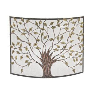 Farmhouse Metal Fireplace Screen Green - Olivia & May: Single Panel, Bronze Spark Guard, No Assembly Required - 1 of 4