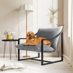 1 pc Sling Accent Chair - Metal Framed Living Room Chair with Removable Cushioning, Easy Assembly, Portable, for Courtyard, Balcony, Bedroom - 1 of 4