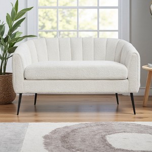 50.2" Chenille 2-Seater Loveseat with Channel Tufted Back & Metal Legs - 1 of 4
