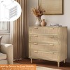Finnhomy 4 Drawer Dresser for Bedroom 35.43” Wide Wooden Bedroom Dressers with Drawers, Rattan Dresser - 2 of 4