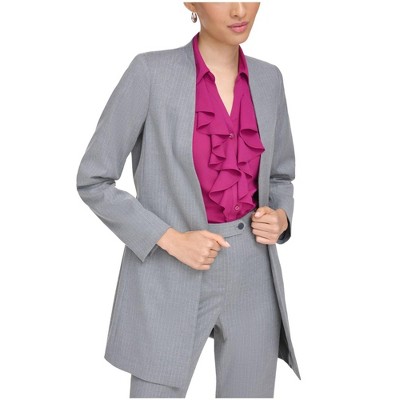 Calvin Klein Womens Pinstripe Open Front Blazer Jacket