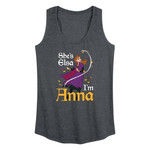 Women's - Frozen 2 - She's Elsa, I'm Anna Graphic Racerback Tank - 1 of 4