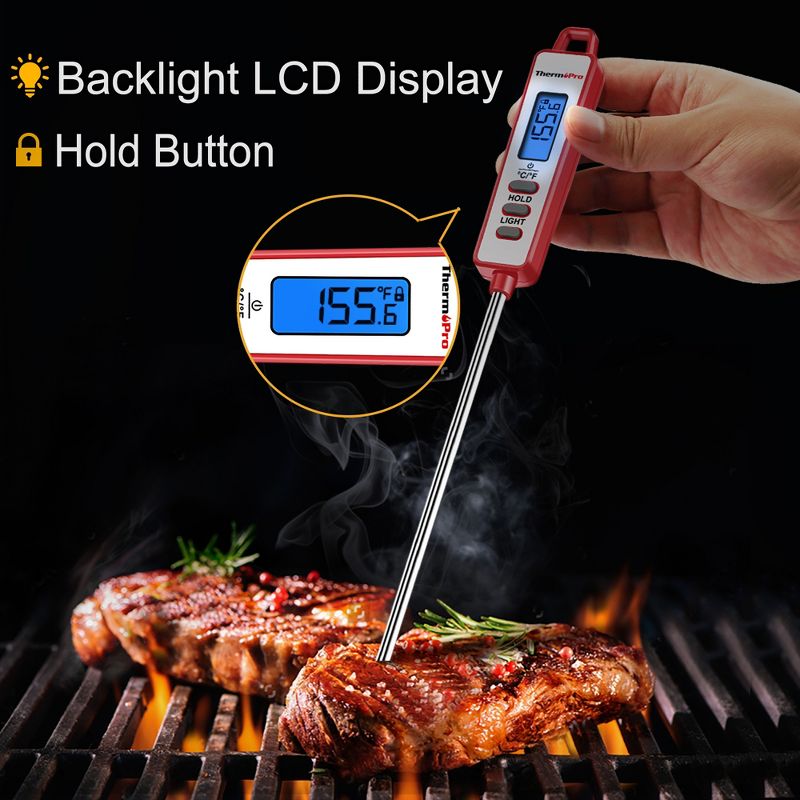 ThermoPro TP01AW Digital Meat Thermometer Long Probe Instant Read Food Cooking Thermometer for Grilling BBQ Smoker Grill Kitchen Thermometer, 3 of 12