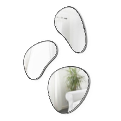 Set of 3 Organic-Shaped Metallic Frame Mirrors