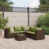vidaXL 6 Piece Patio Lounge Set with Brown Cushions - Poly Rattan Furniture for Backyard, Terrace, or Patio - Modular Design & Weather-Resistant - 2 of 4