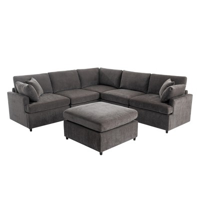 CLIHOME Modern Large U-Shape Sectional Sofa, with Removable Ottomans (6-Seater)