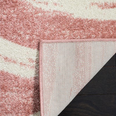 Chic Rose and Cream Reversible Synthetic Area Rug - 2'6" x 10'
