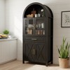 Bella Depot Farmhouse 71" Tall Arched Kitchen Pantry Cabinet with Glass Door, Adjustable Shelves for Kitchen Dining Room, Living Room - 3 of 4