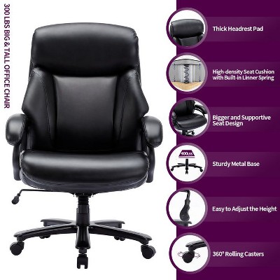 Black Leather High Back Executive Swivel Office Chair