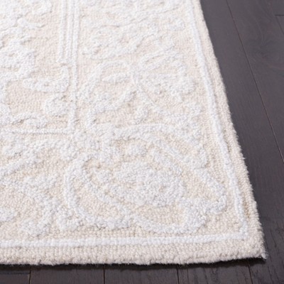 Ivory Beige Abstract Handmade Wool 5' x 8' Area Rug