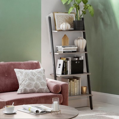 Industrial 4-Tier Ladder Shelf, Storage Rack Shelves for Living Room, Kitchen, Office - Steel, Stable