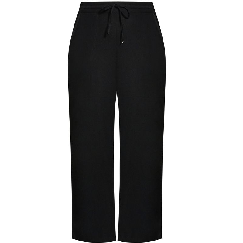 Women's Plus Size Linen Viscose Trouser - black | AVENUE, 3 of 5